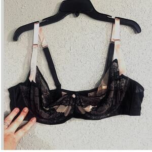 Lane Bryant Seriously Sexy Women's Bra 44C Black & Pink Retro Feminine Elegant